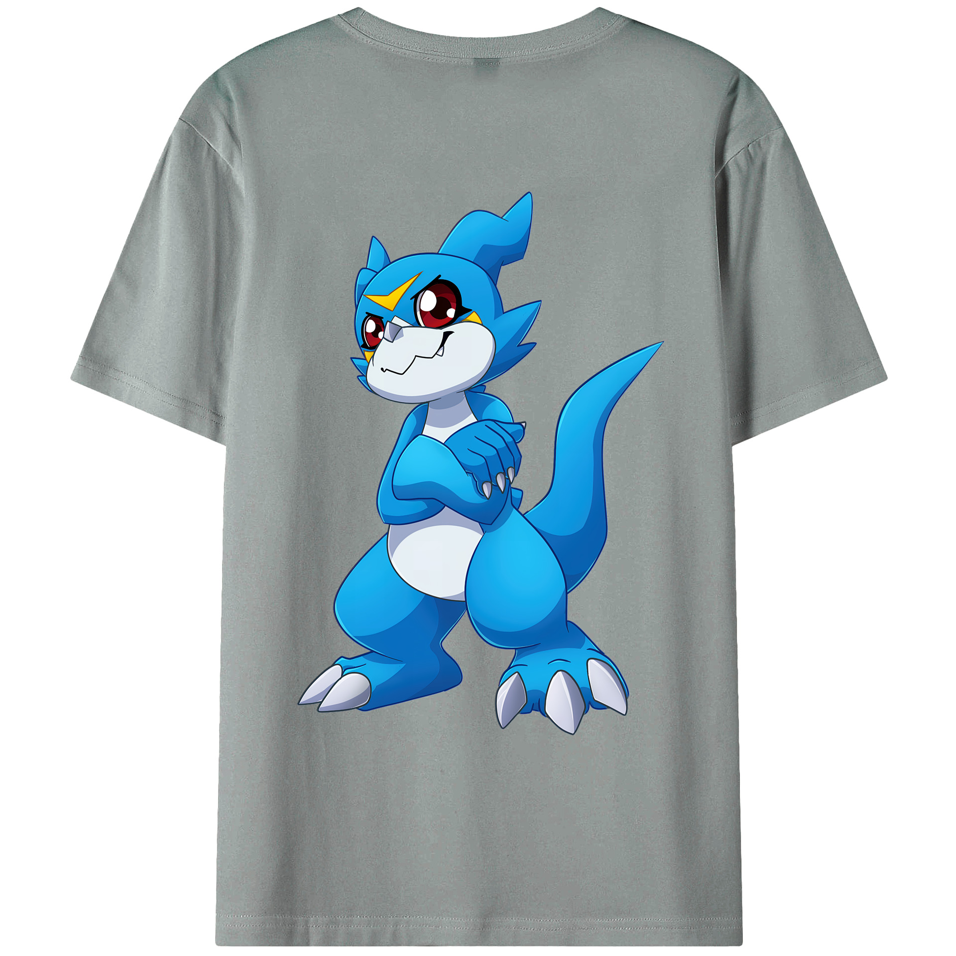（画像用） Digimon デジタルモンスター/デジモン 綿100％ メンズ半袖Tシャツ（バックプリント） 通気性